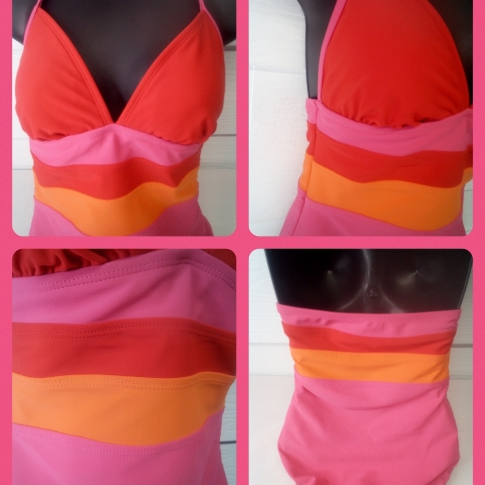 Pink, Orange and Red one piece swimsuit 4 - Picture 3 of 8